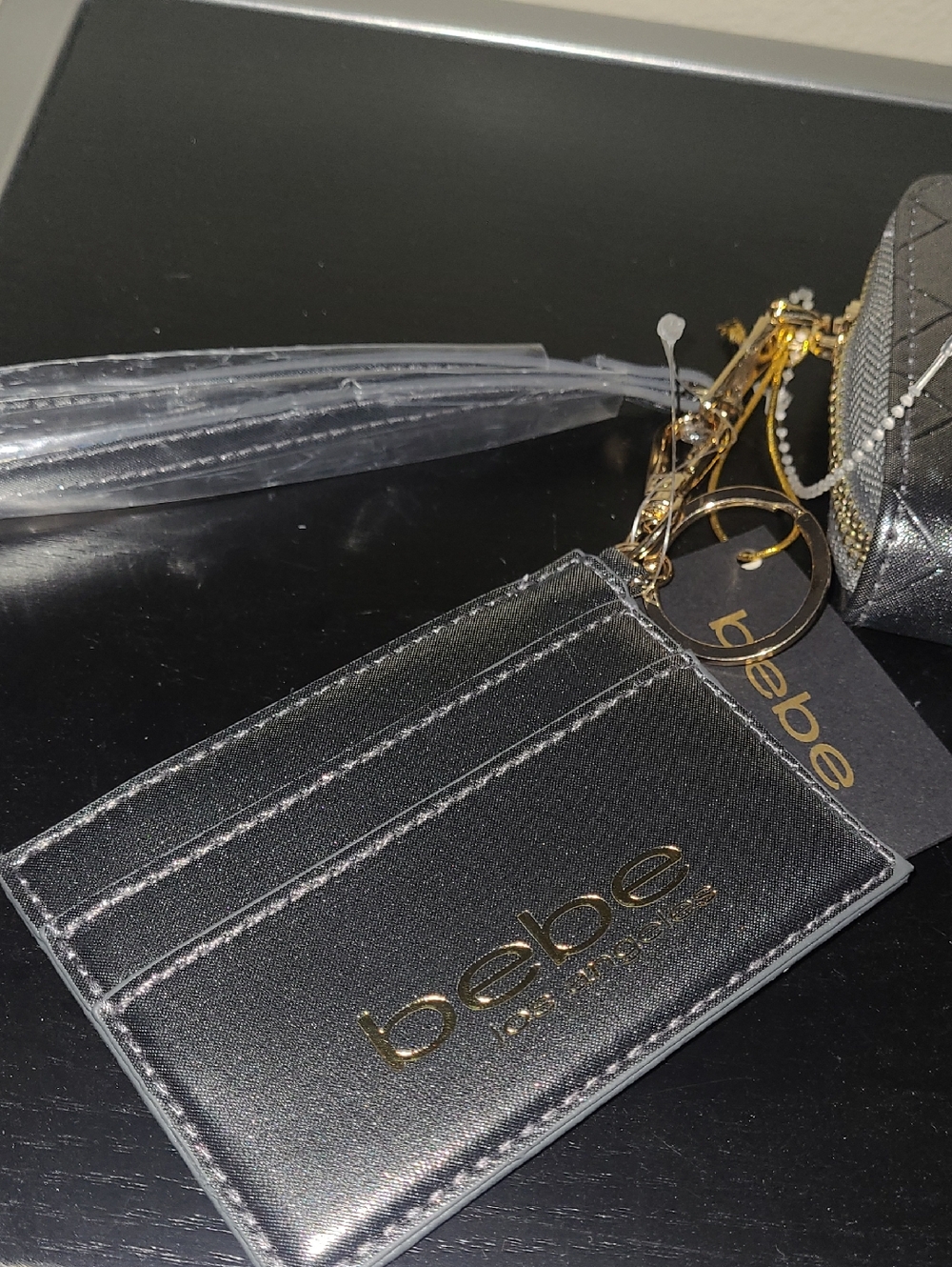 bebe Metallic Quilted Wallet — Silver Pewter - Picture 3 of 8